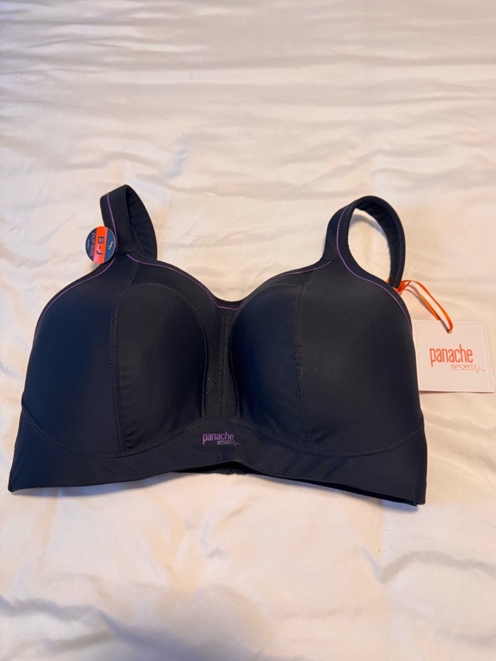 Panache Black Sports Bra with Purple Trim - Picture 2 of 3